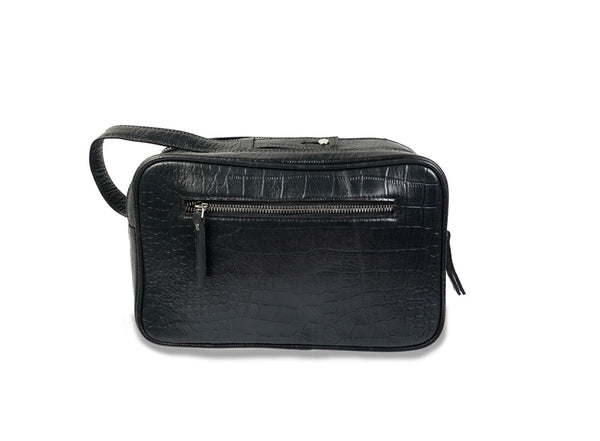 Leather black mens organiser With AI