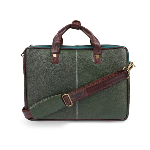 Luxury Meets Utility: Classic Leather Laptop Bag with  AI