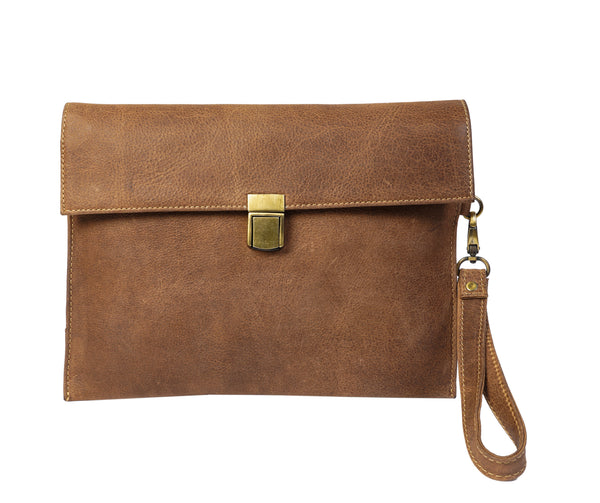 Leather mens hand clutch